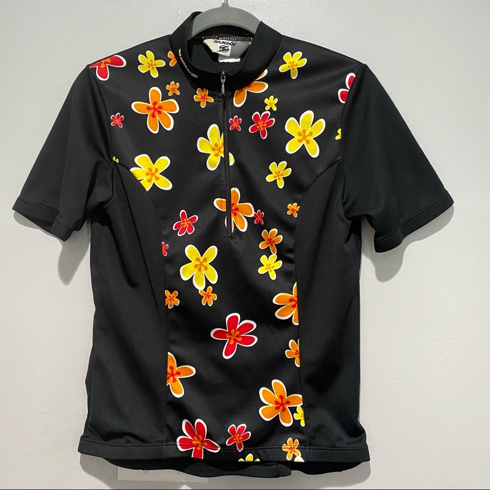 Vintage Sugoi Cycling Coretech Jersey Retro Floral Short Sleeve Half Zip Medium